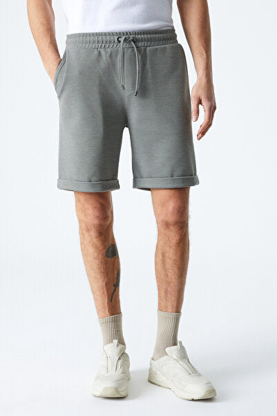 ARDIAN Men's Comfort Fit Pocket Corded Elastic Waist Green Shorts & Bermudas