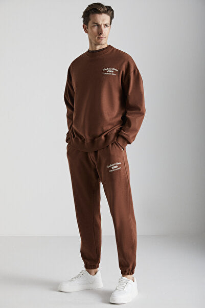 Nottingham Men's 2-Piece Set Relaxed Organic Cotton Raised Brown Tracksuit
