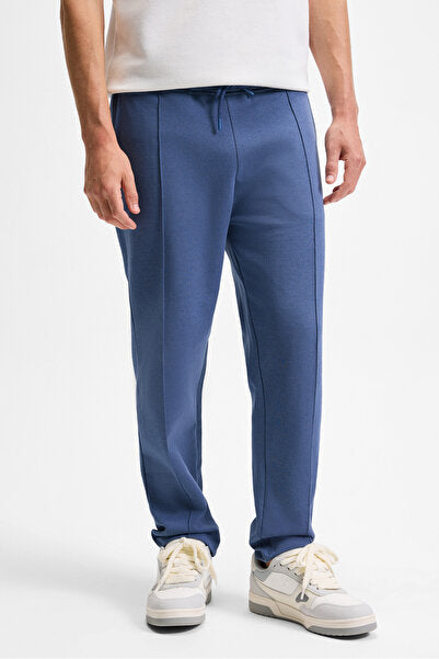 BOGARDE Men's Relaxed Fit Indigo Sweatpants with Elastic Waist Drawstring, Side Pockets and Ribbed Front