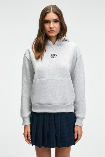 YUMEA Women's Oversize Hooded Printed Grimelange Sweatshirt