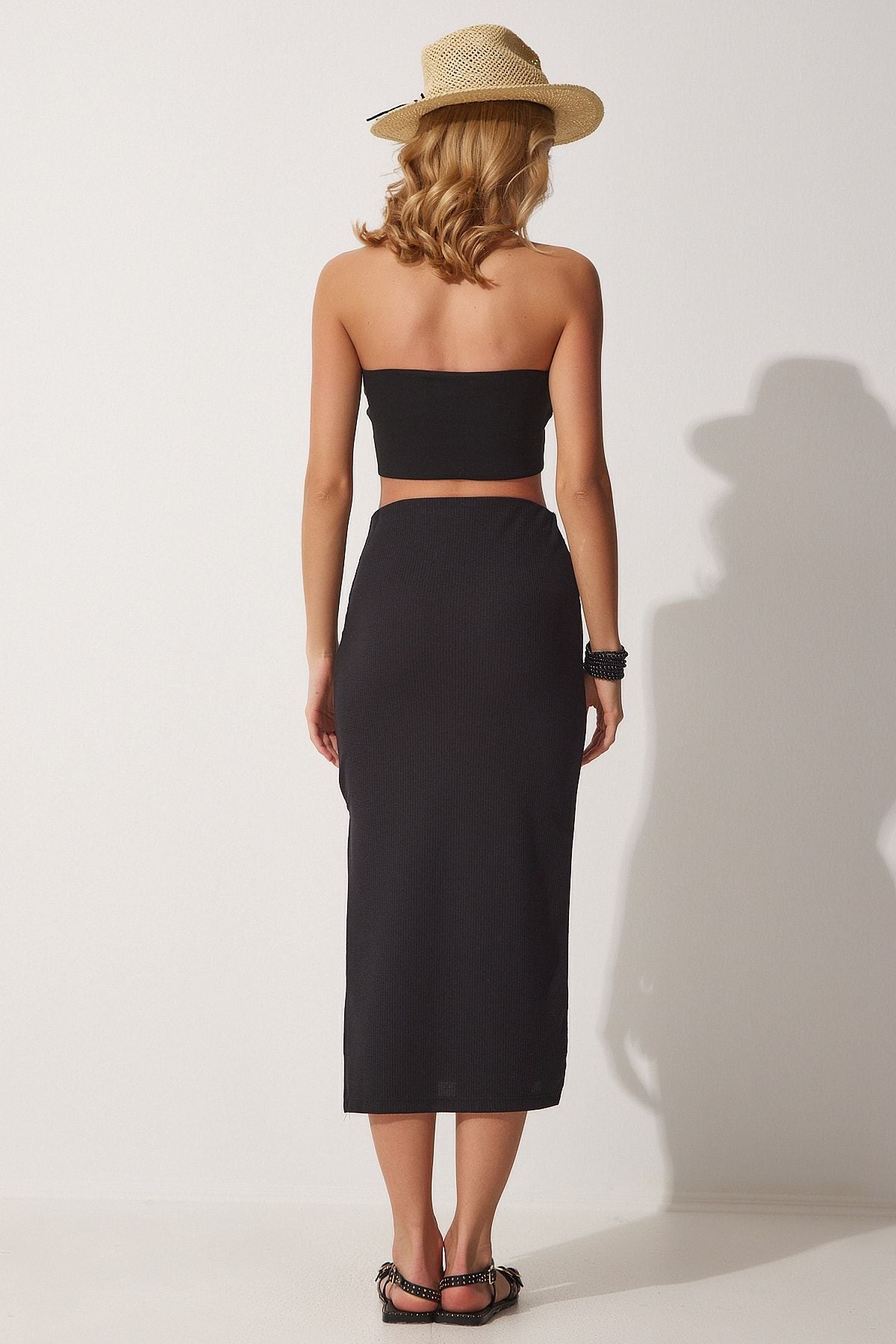 Female Black Slit Wick Pen Skirt MC00176