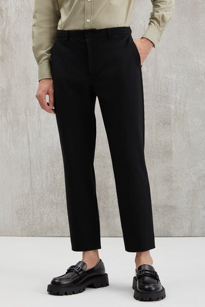 Vassel Men's 360 Degree Stretchable Technical Fabric Zippered Drawstring Black Tube Leg Trousers