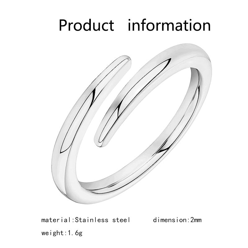 Couple Simple Plain Glossy Gold Stainless Steel Ring