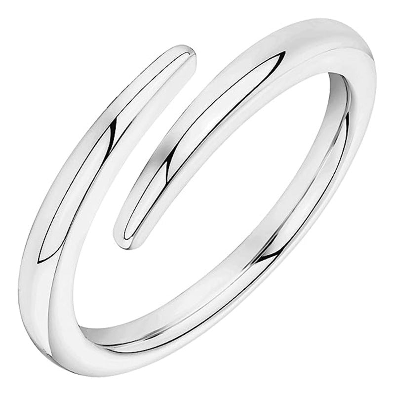 Couple Simple Plain Glossy Gold Stainless Steel Ring