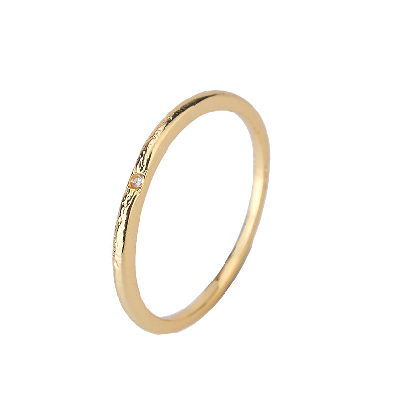 Gold-plated Sand Craft Ring With Diamonds For Women