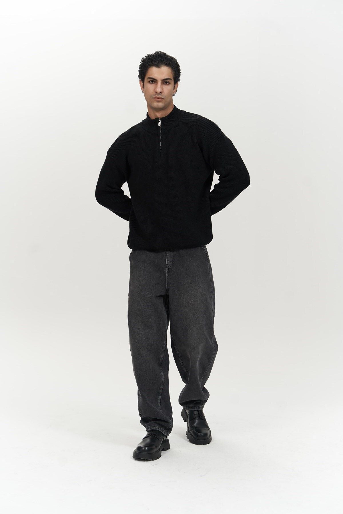 Mathis Black Turtleneck Men's Knitwear Sweater