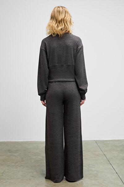 CLARITA Women's Soft and Flexible Fabric Buttoned Crop Dark Gray Cardigan