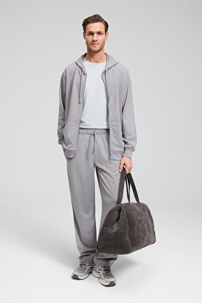 GRIFFIN Men's Drawstring Elastic Waist Metal Bird Eye Detailed Gray Sweatpants