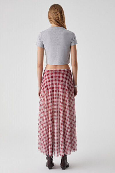 JULIANO Women's High Waist Striped Oversize Red Skirt