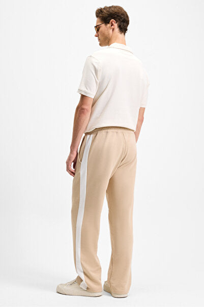 ARAUJO Men's Relaxed Fit Beige Sweatpants with Elastic Waist