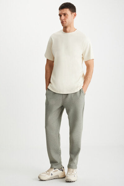 HUXLEY Men's Regular Tube Leg Normal Lace-Up Waist Organic Cotton Side Pocket Khaki Trousers