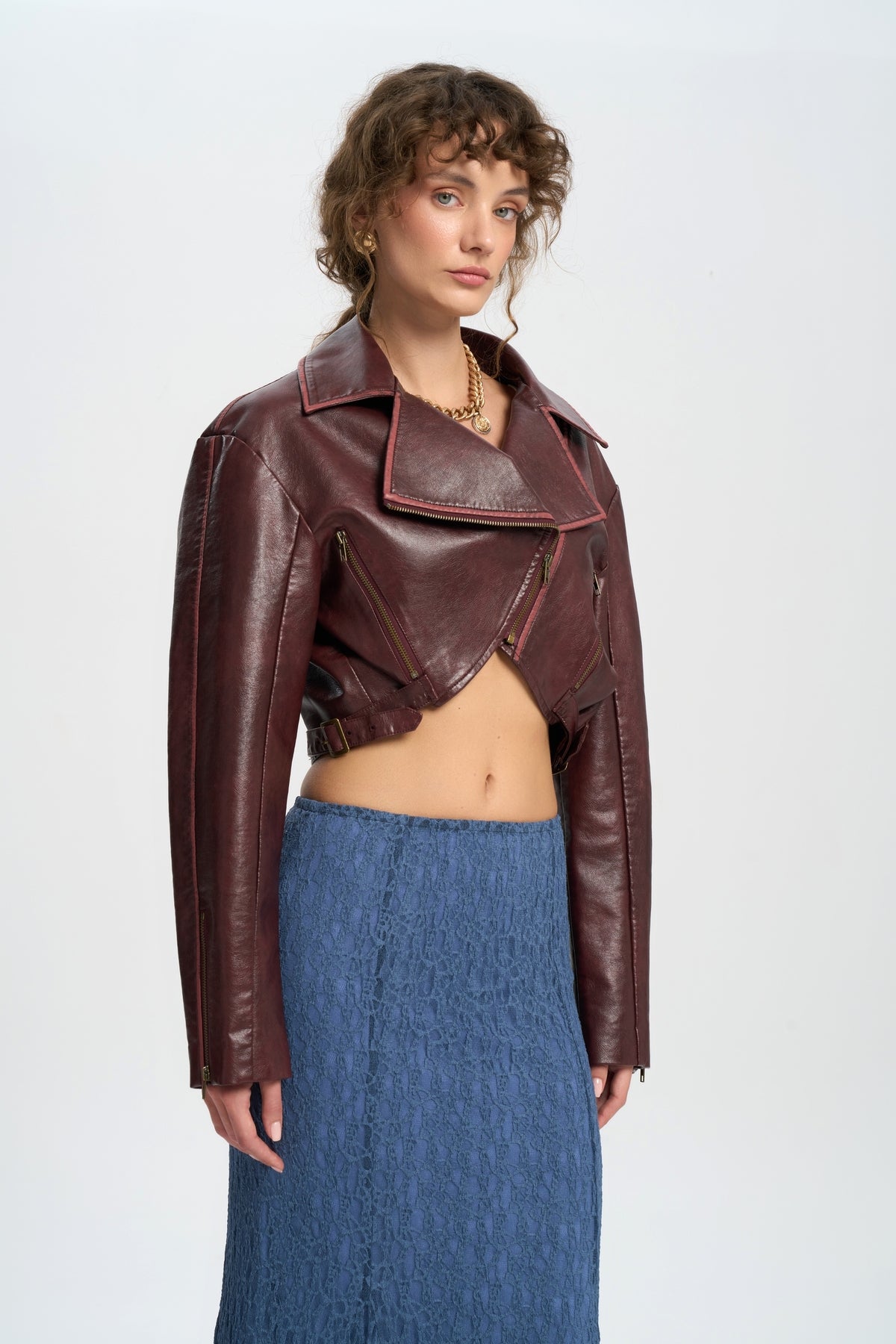 Veylia Long Indigo Lace Skirt