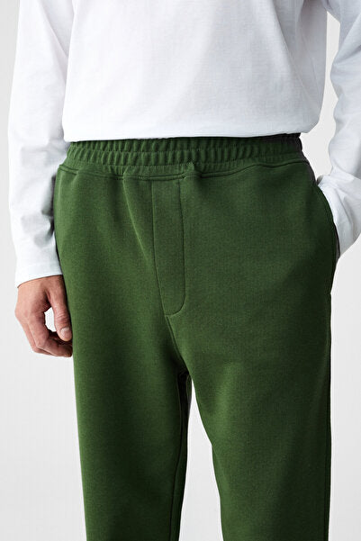 ZENITH Men's Organic Cotton Elastic Waist 4-Pocket Relaxed Fit Khaki Sweatpants