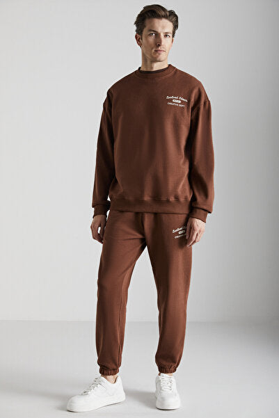 Nottingham Men's 2-Piece Set Relaxed Organic Cotton Raised Brown Tracksuit