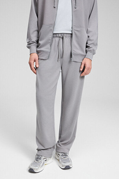 GRIFFIN Men's Drawstring Elastic Waist Metal Bird Eye Detailed Gray Sweatpants