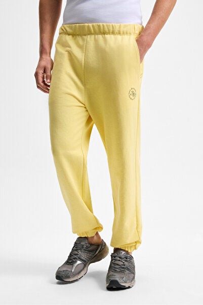 YOANE Men's Tie-Up Elastic Waist and Leg Yellow Sweatpants