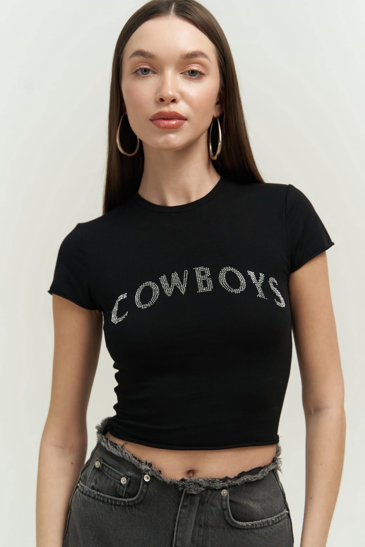 Cowboys Black Combed Cotton Crop