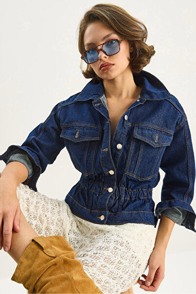 Women's Elastic Waist Denim Jacket 6090 60283610