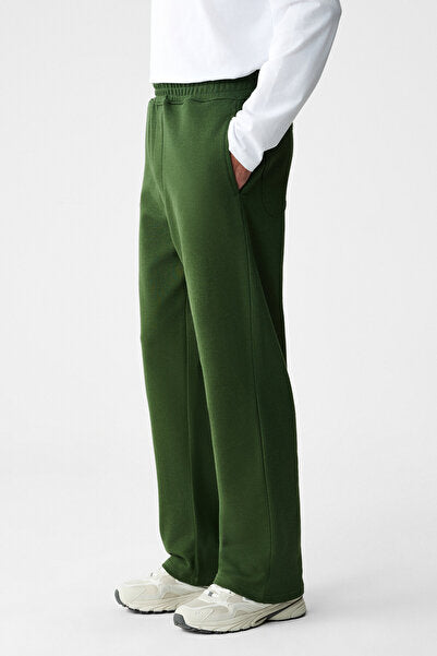 ZENITH Men's Organic Cotton Elastic Waist 4-Pocket Relaxed Fit Khaki Sweatpants