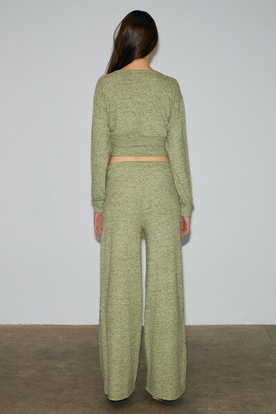 CLARITA Women's Soft and Flexible Fabric Buttoned Crop Green Cardigan