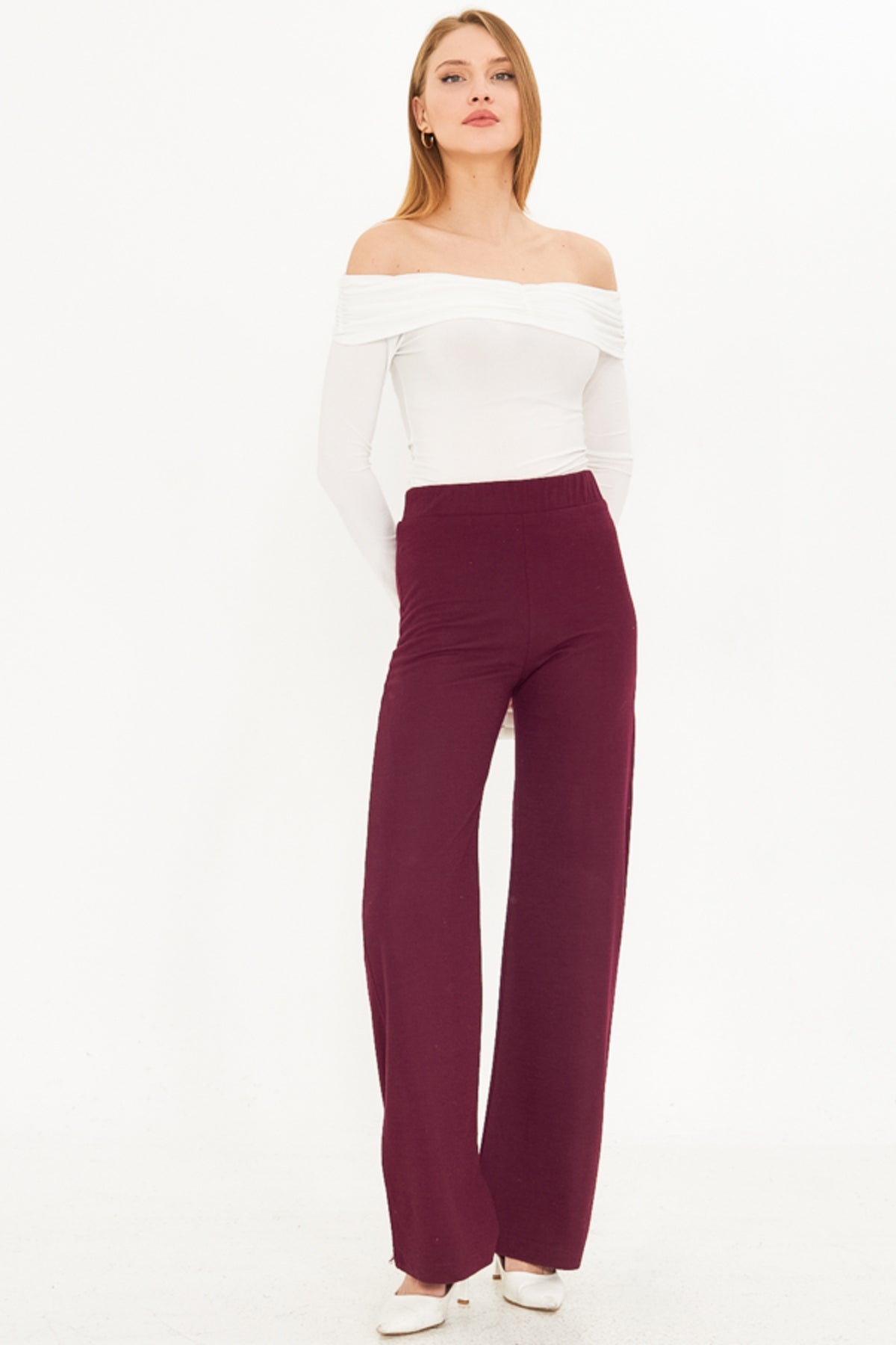 Women's Plum Waist Elastic Lined Stitched Pants ARM-25K001092