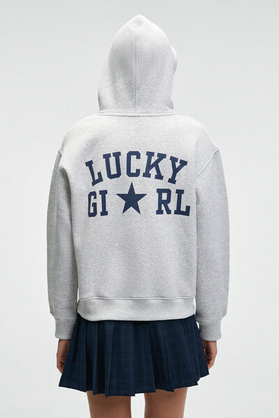 YUMEA Women's Oversize Hooded Printed Grimelange Sweatshirt