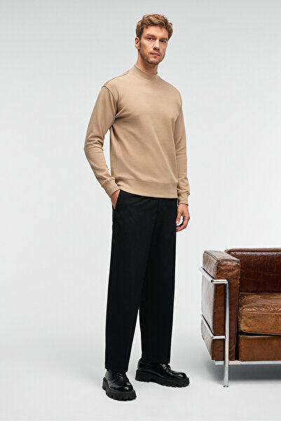 QUILLA Men's Half Fisherman Basic Beige Sweatshirt