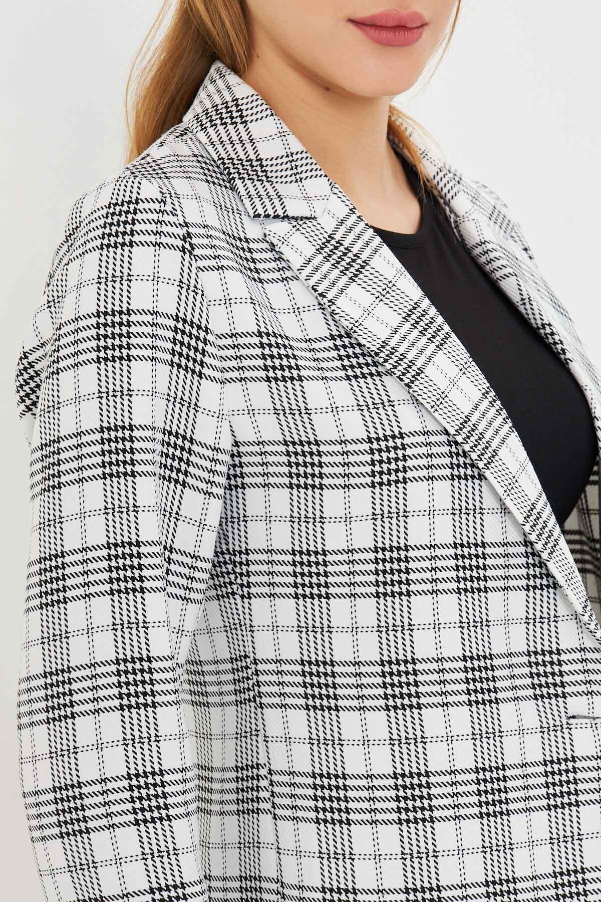 Women's White Single Button Jacket ARM-25K001115