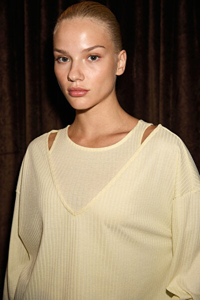 ZARREUS Women's Off-the-Shoulder, Flexible Fabric, Comfortable Fit Yellow Blouse