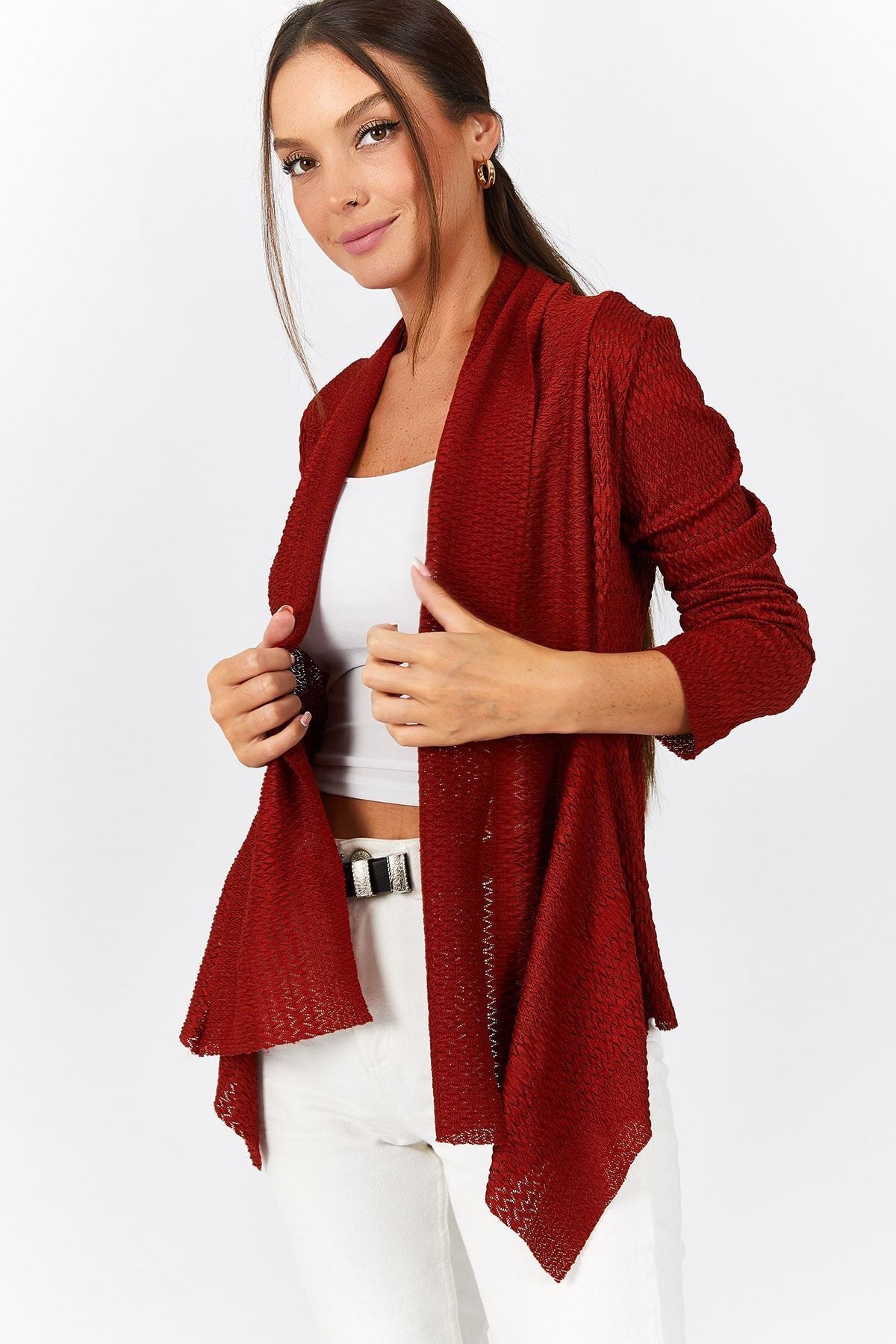 Women's Tile Hole Loose Cardigan Arm-22K001058