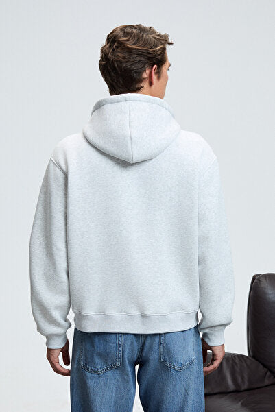 ASHBY Men's Hooded Zipper Pocket Drawstring Regular Fit Grimelange Sweatshirt