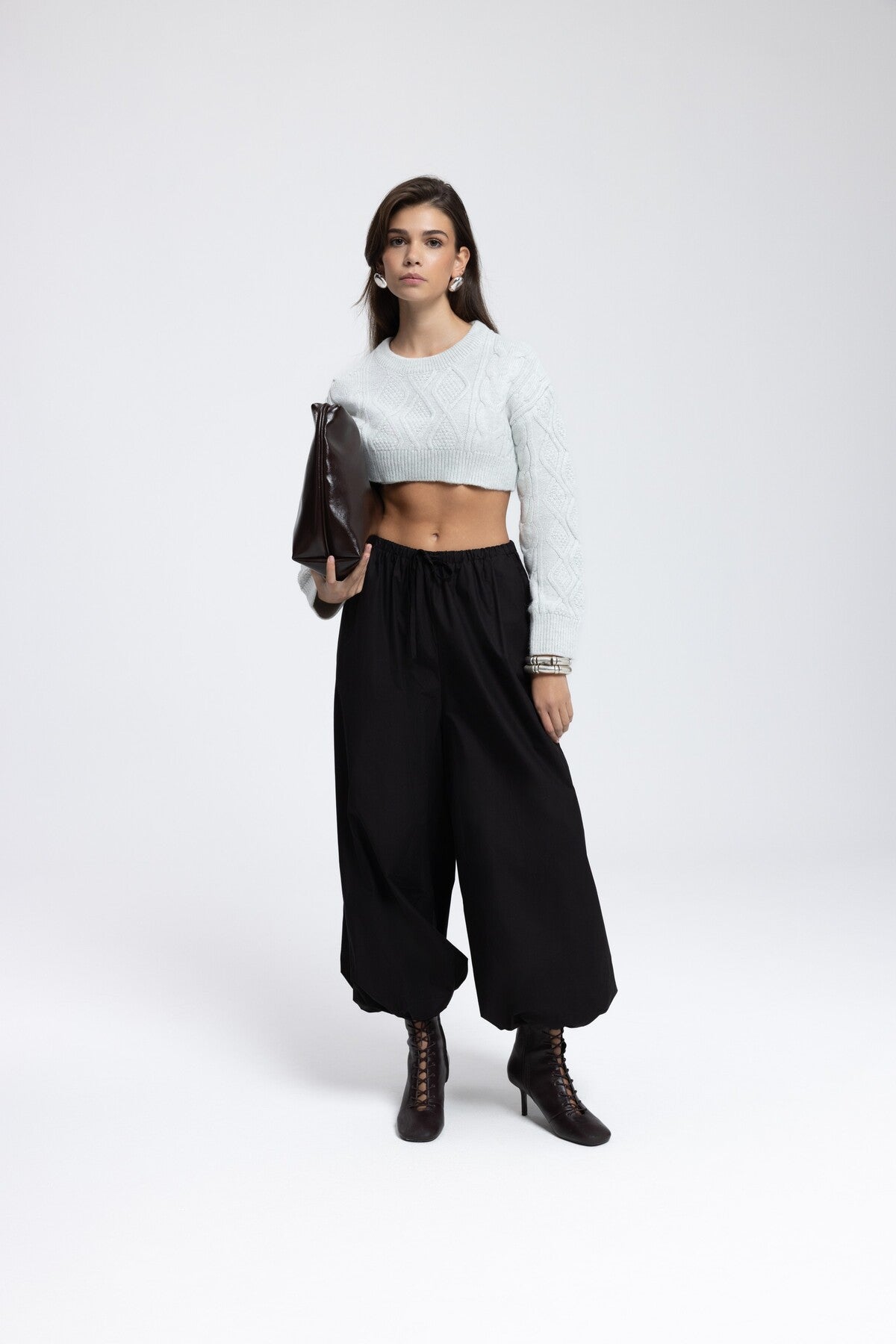Mohan Gray Crop Sweater
