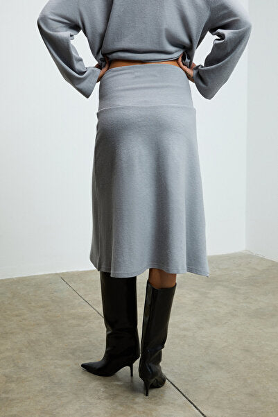 SERTRE Women's Midi Length Gray Skirt with Soft and Flexible Fabric